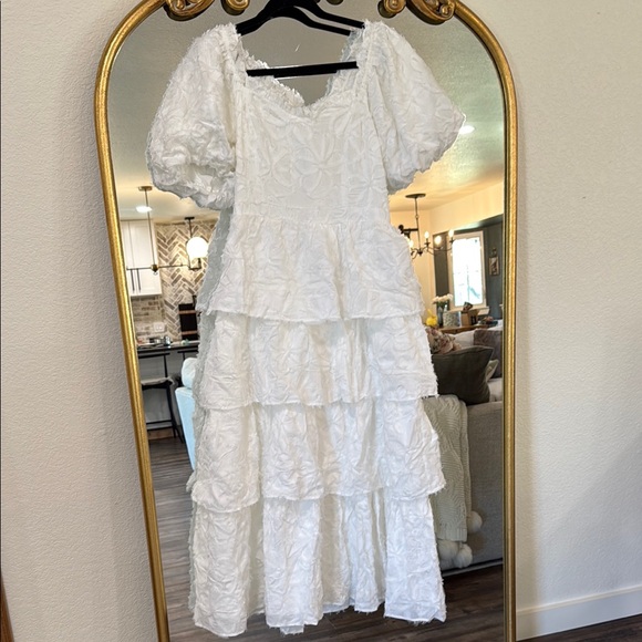 Just Me Dresses & Skirts - Elegant White Tiered Dress